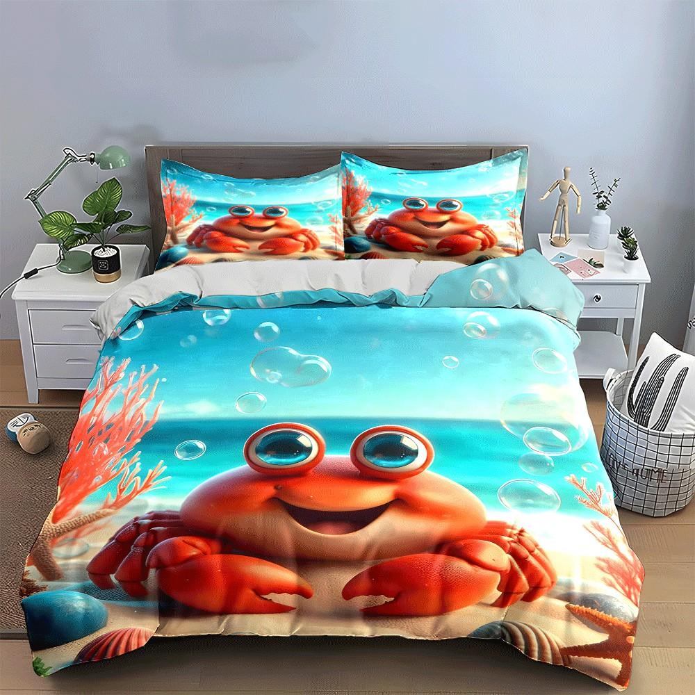 Ocean Beach Crab Prints Set Printed Bedding for Adults and Children's Rooms, Multiple Sizes, Three-Level Set Gift