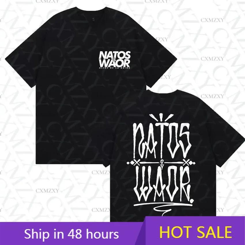 Rapper NATOS WAOR New Album Merch T Shirts Unisex Women Retro Fashion Cotton Short Sleeve Tshirt Hip Hop ONeck Clothing Tees