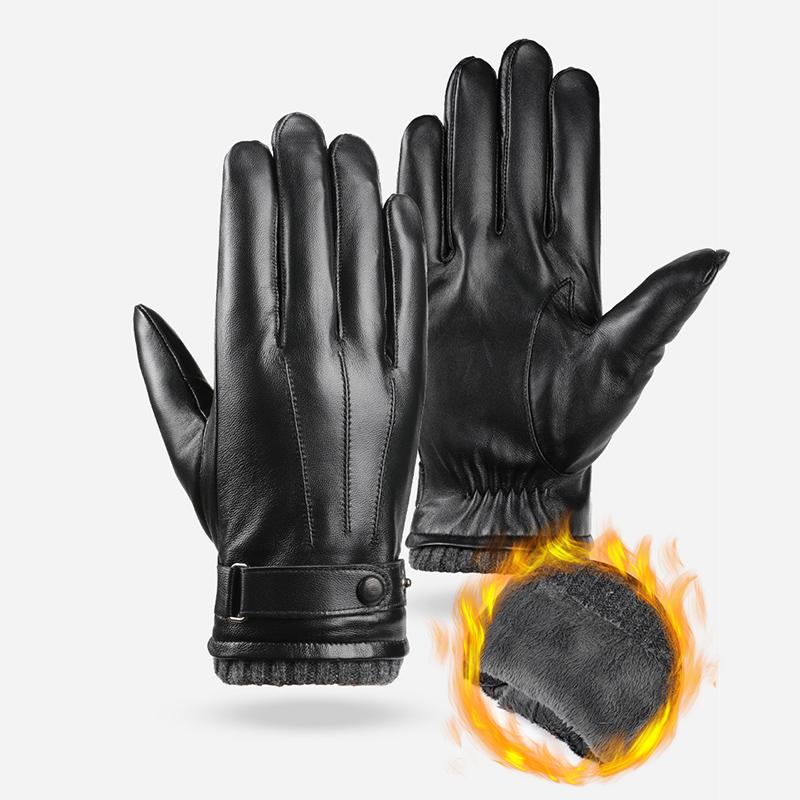 Перчатки из овчины мужские зимние сохраняющие тепло плюшевые подкладки утолщенные водительские сенсорные перчатки из натуральной кожи мужские