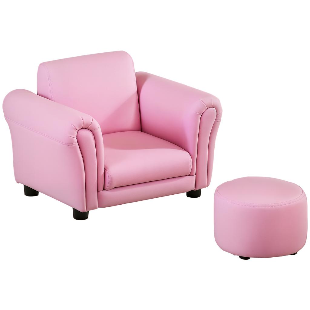 Toddler Chair Single Seater Kids Sofa Set, 54 x 42 x 41cm, Kids Sofa with Stool, Pink