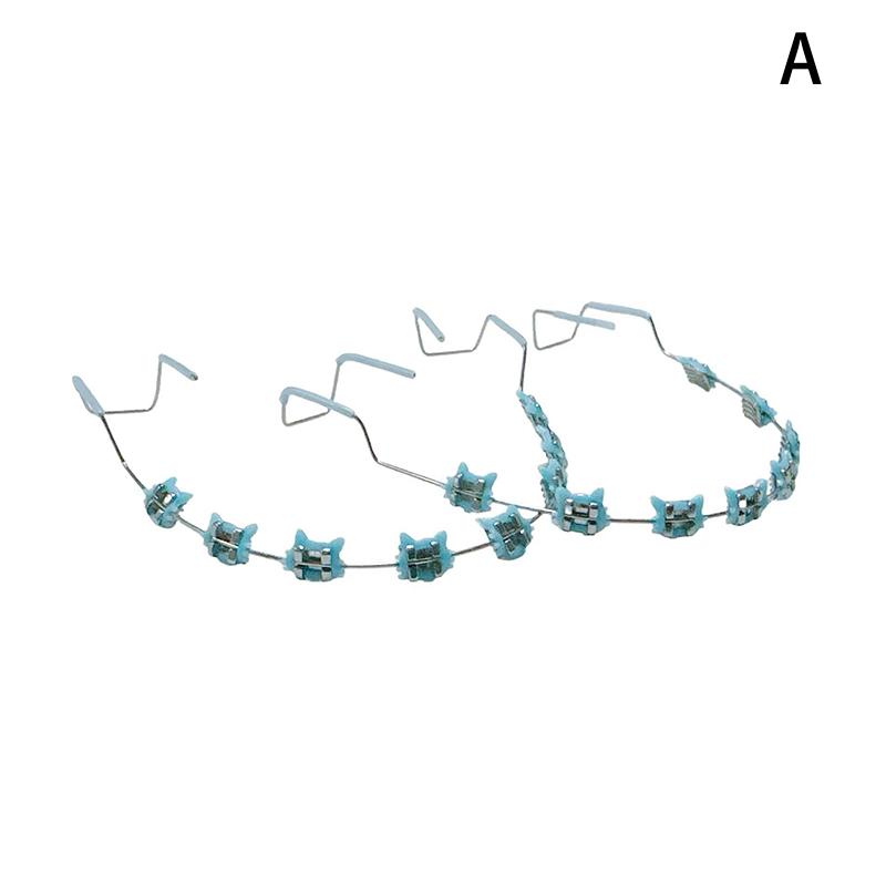 1 пара мультяшных накладных брекетов, разноцветные брекеты для зубов, временные металлические дуги, металлический брекет, ортодонтические лигатурные резинки, стоматологический инструмент