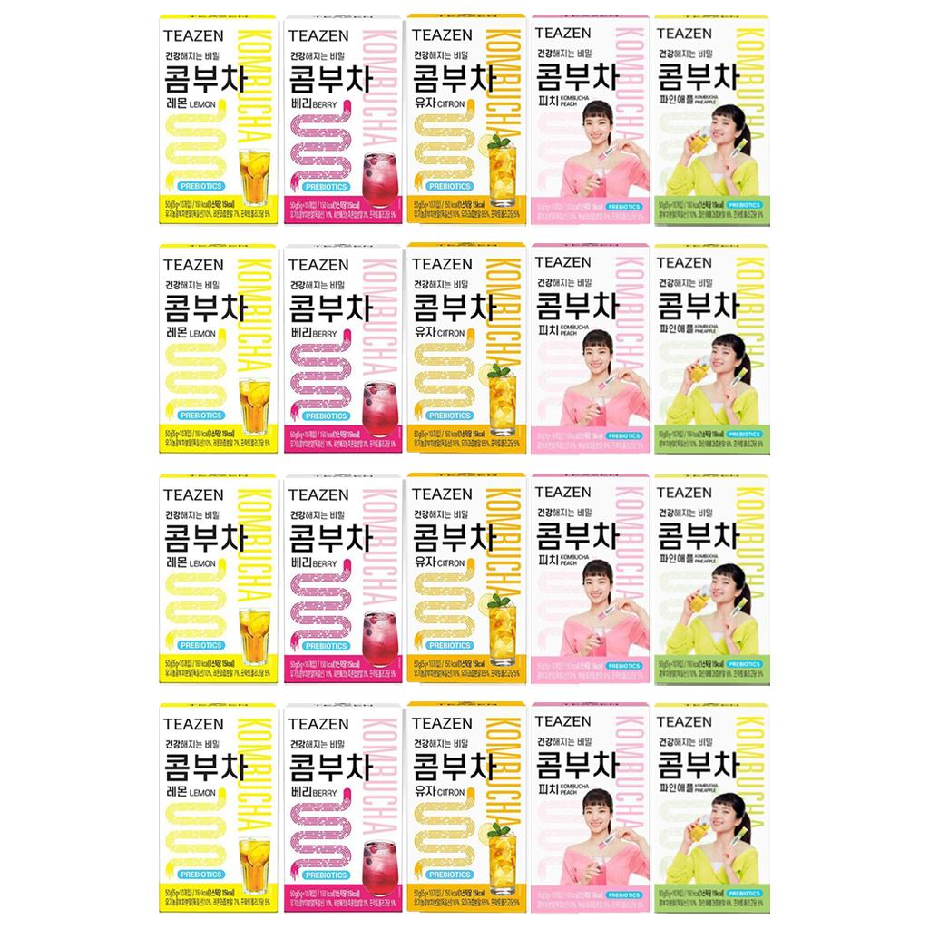 Teazen Kombucha Lemon, Berry, Citron, Peach, Pineapple 5 Set (4 Options)