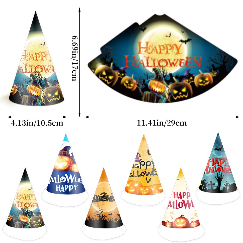 6 Pcs Paper Halloween Hat for Halloween Ghost Festival Day of The Dead Prank Horror Carnival Party Kindergarten Gift Decoration