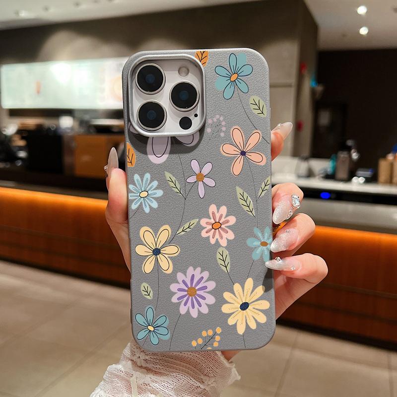 Small Flowers Pattern Phone Case For iPhone 15 Case iPhone 16 14 13 12 Pro Max 14 Plus 11 Shockproof Leather Texture TPU Cover
