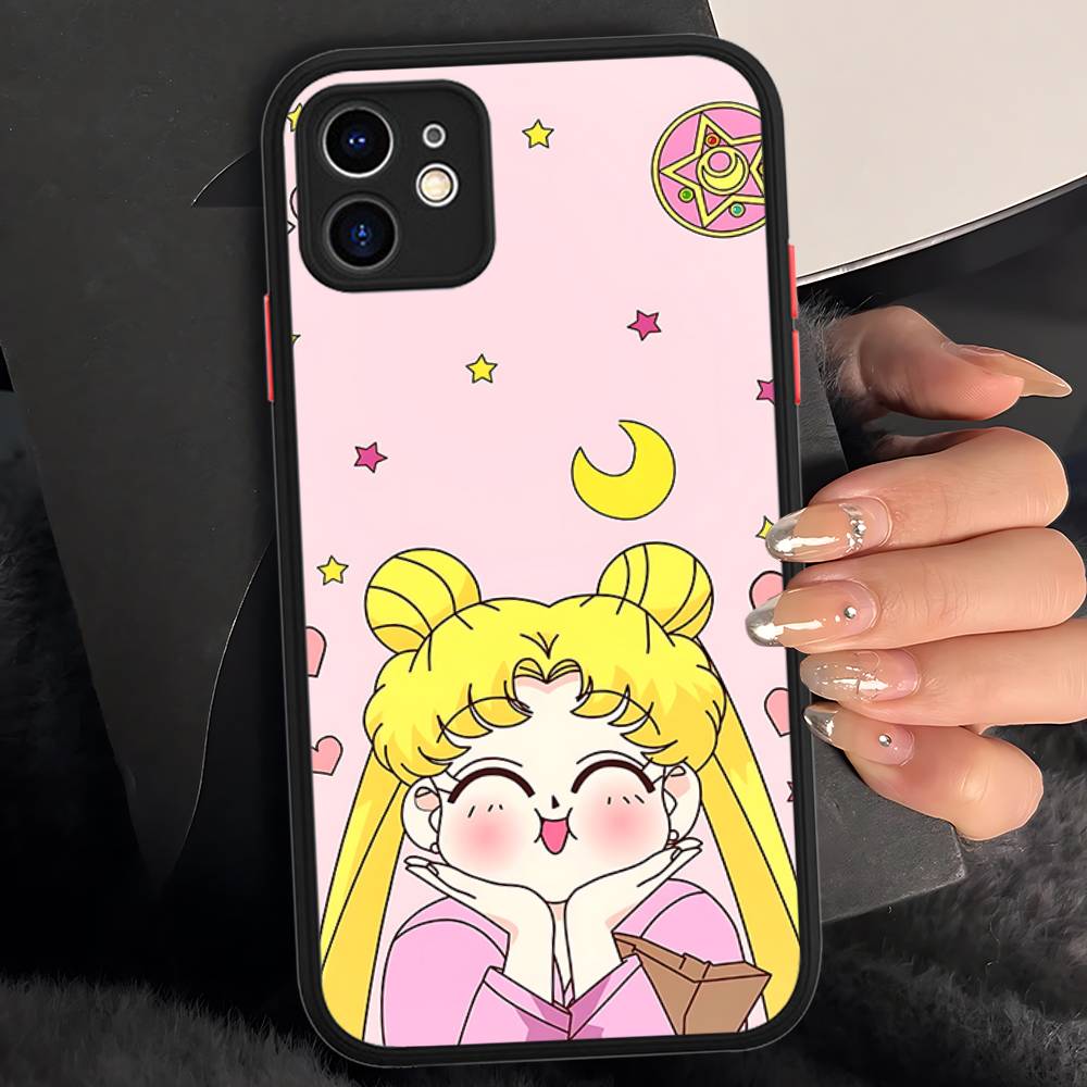 S-Sailors Аниме Луна Для IPhone 11 12 13 14 15 16 Pro Max Plus X XS MAX Ударопрочный Матовый Задний Чехол