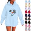 Ladies Fashion Casual Long Sleeve Printed Round Neck Hoodie Pullover Top With Pockets