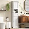 Slim Bathroom Storage Cabinet, with Sensor Lights - White