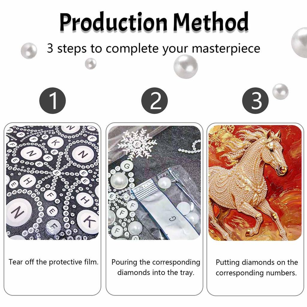 Элегантный набор «Лошадь и жемчуг» 5D DIY Арт-поделка со стразами для украшения рабочего стола дома Расслабляющий ручной подарок