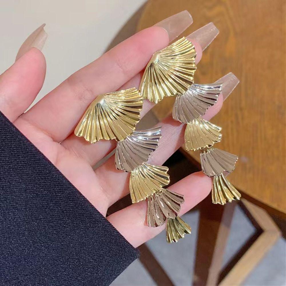 Hook Piercing Vintage Long Earrings Shell Shaped Exaggerated Earrings Girls Gift