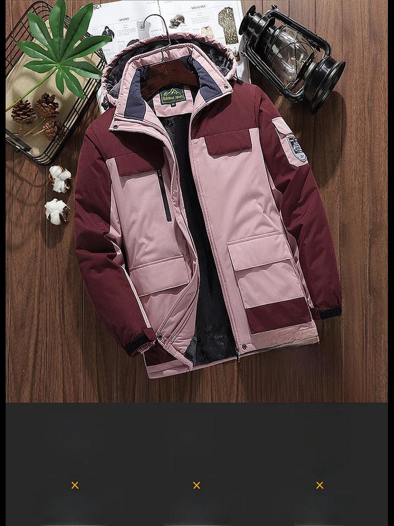 Мужская ветрозащитная водонепроницаемая хлопковая куртка: Осень/Зима Плюс Утолщенный Бархатный Стиль Для Пары На Открытом Воздухе