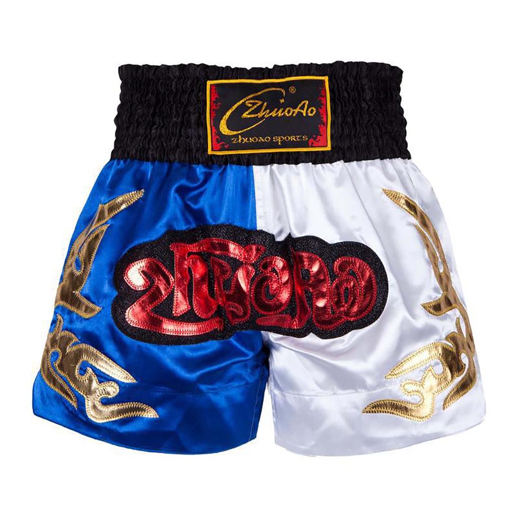 Kids Boy Color Block Patchwork Boxing Shorts Wide Elastic Waistband Side Slit Training Shorts