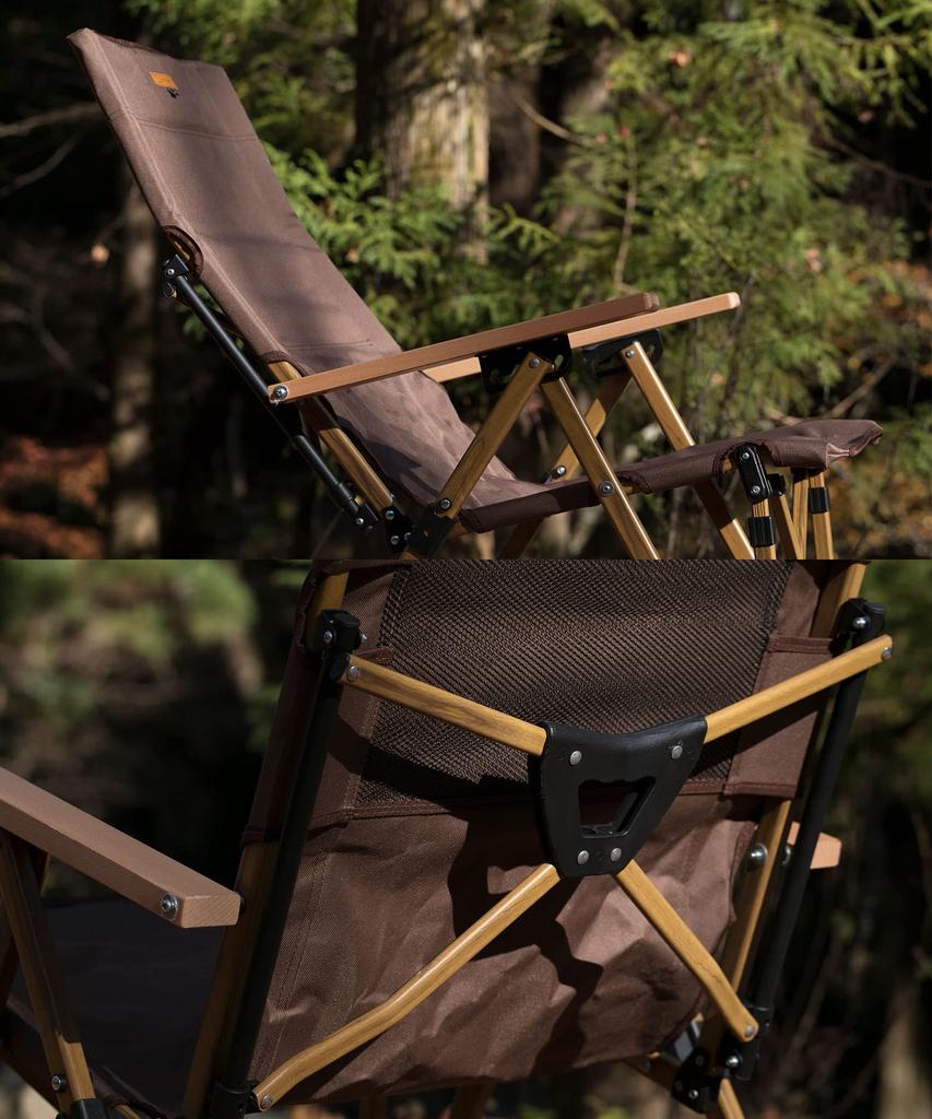 Кресло с высокой спинкой и откидывающейся спинкой из алюминия 600D Oxford с регулировкой Сумка для хранения входит в комплект Бежевый БЕСПЛАТНО S'more 4-уровневый