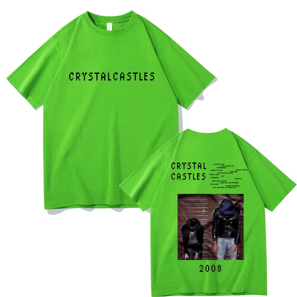 Футболки с двусторонним принтом Crystal Castles для мужчин и женщин, хип-хоп, рок, оверсайз, мужская готическая футболка, мужская винтажная футболка