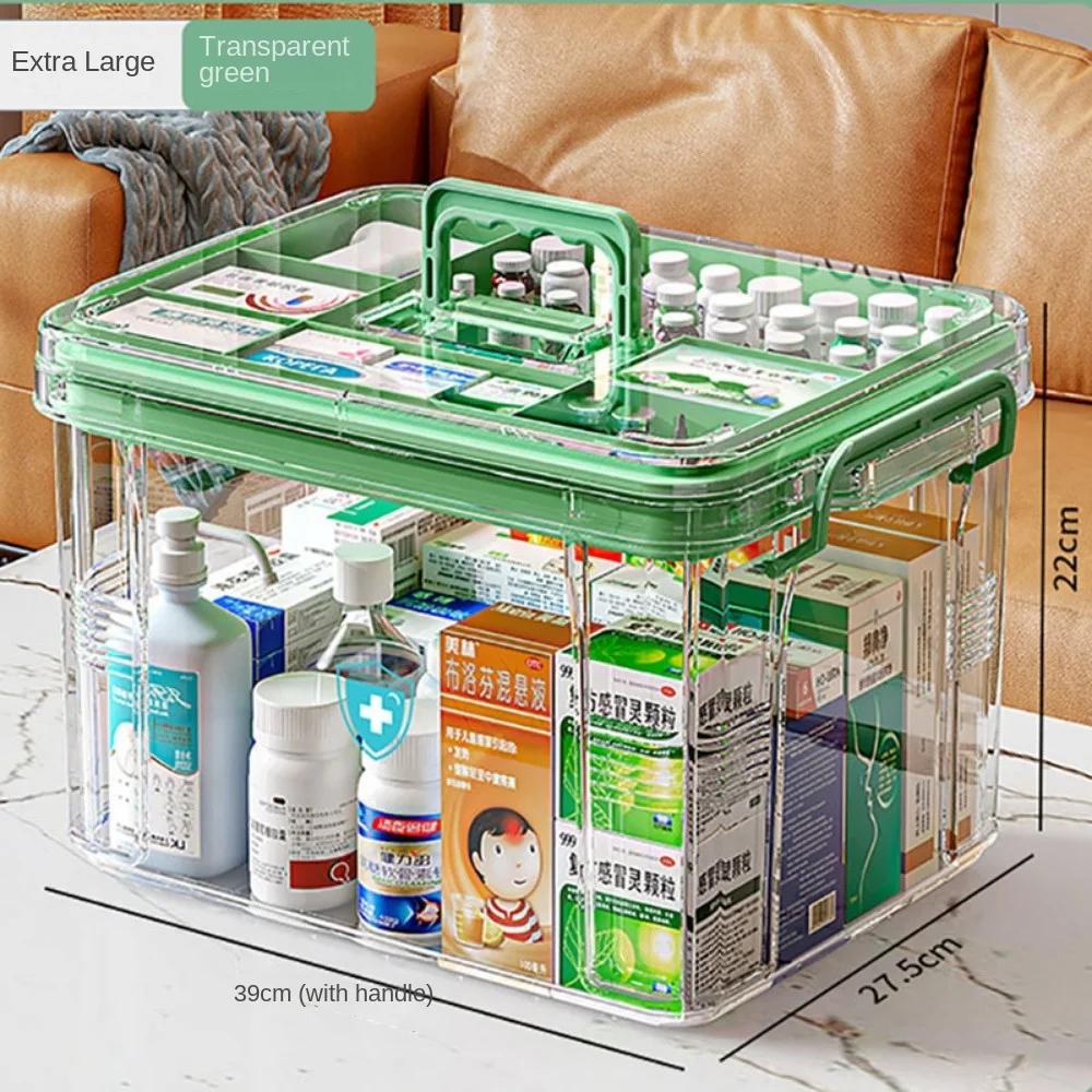 Коробка для таблеток 1 шт., большая емкость, аптечка, бытовое хранение лекарств, многослойная классификация, бытовая аптечка
