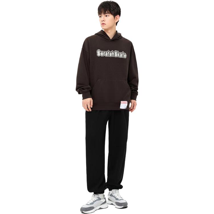 Anta Skateboard Series Letter Print Hooded Casual Sweatshirt Men Sweatshirt Dark-Brown 152338718-3
