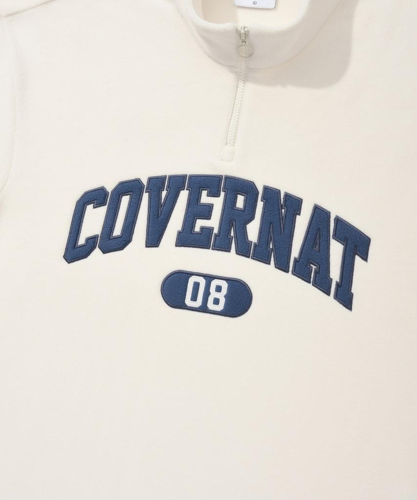 COVERNAT Arch Logo Fleece Half Zip Sweatshirt Ivory