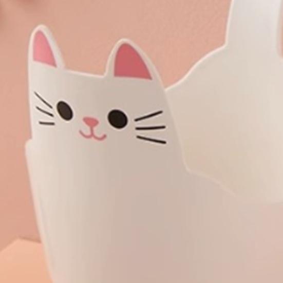 2Pcs Garbage Cans Pen Holders Large Capacity Smooth Edge Burr Free Cartoon Cat Shape Mini Table Trash Cans Storage Buckets