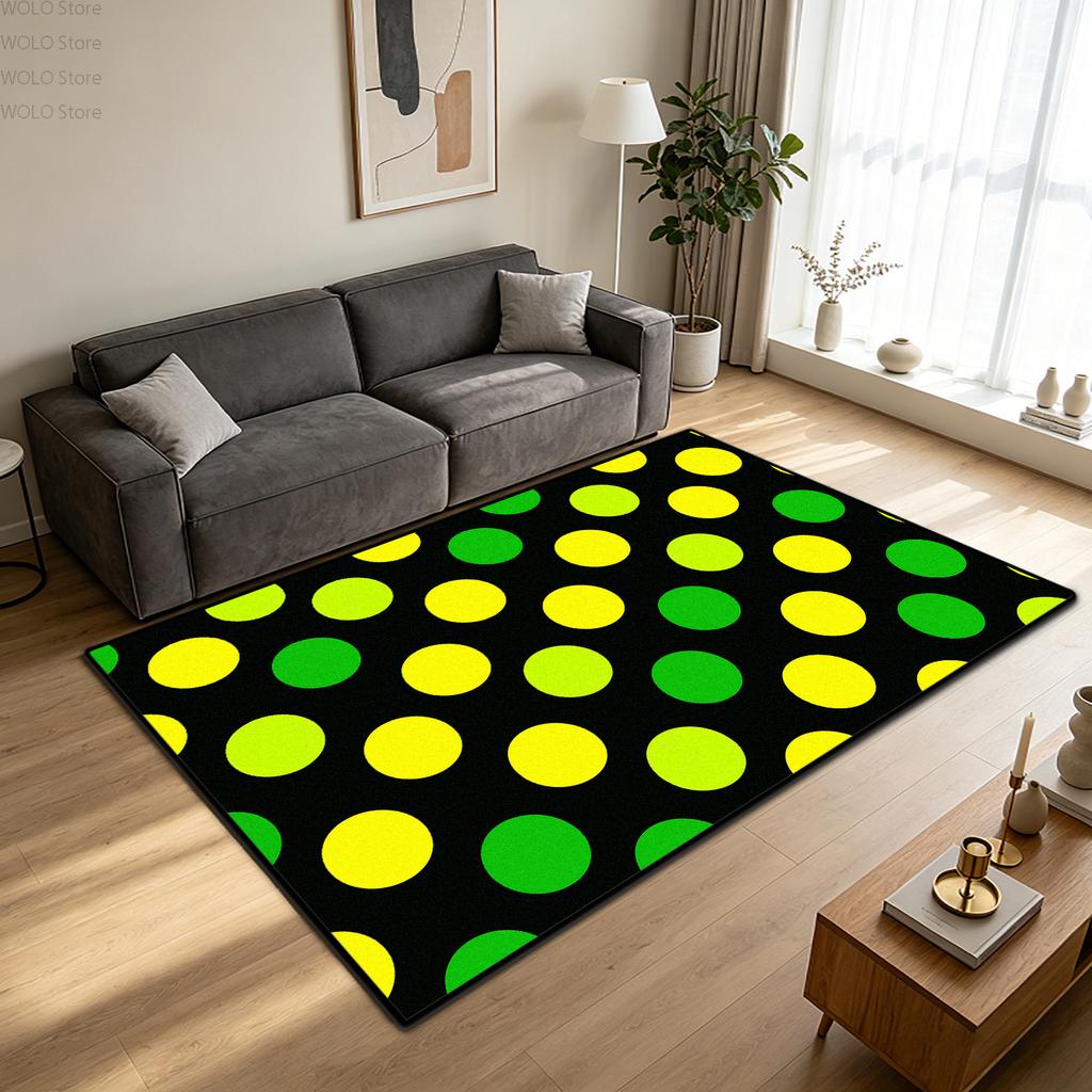 Retro Abstract Green Yellow Black Fluffy Carpet Modern Home Decor Living Room Large Size Rug Non-slip Washable Gaming Floor Mat