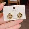 Camellia Earrings, S925 Silver Needle Green Zircon for Women Fashion Minimalist Cool Style