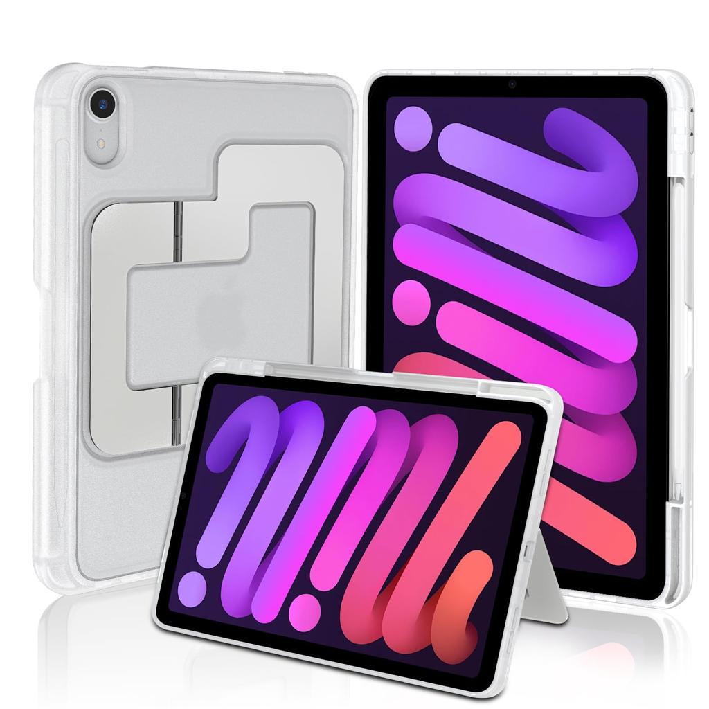 Smhokesu Чехол для iPad Mini A17 Pro 7-го поколения (2024/2021), Мини-чехол 6 и 8,3 дюйма с подставкой из алюминиевого сплава и местом для стилуса, Портретная/Альбомная ориентация