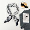 Fashion big pearl leopard print magnetic silk scarf summer simulation silk satin lazy scarf silk scarf long scarf