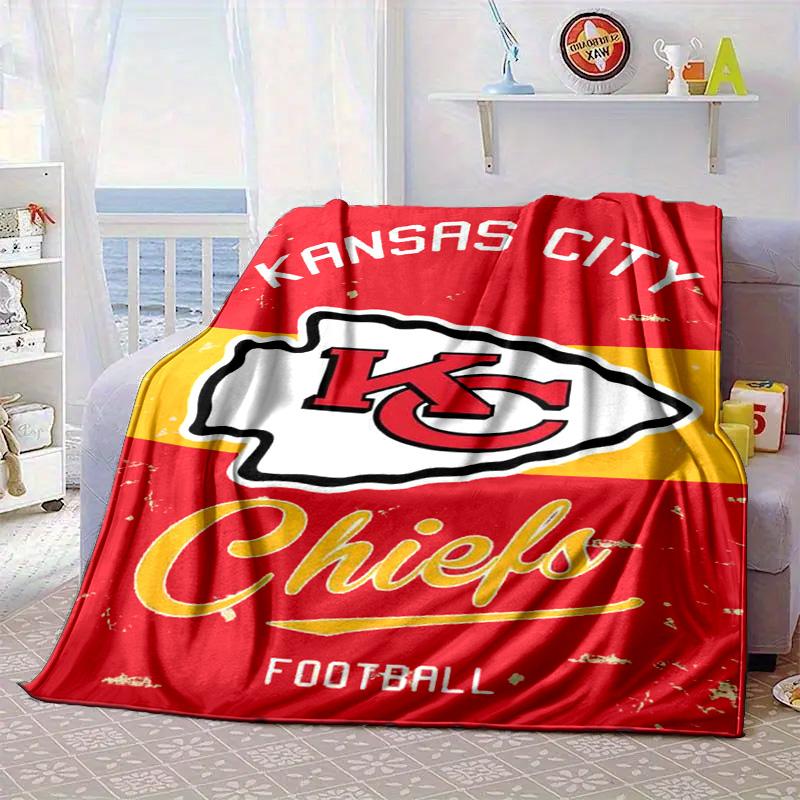 Kansas City Chiefs Pattern Portable Blanket/Soft Blanket Bedding Blanket Suitable for Travel Camping Living Rooms Offices Sofas Fan Gifts