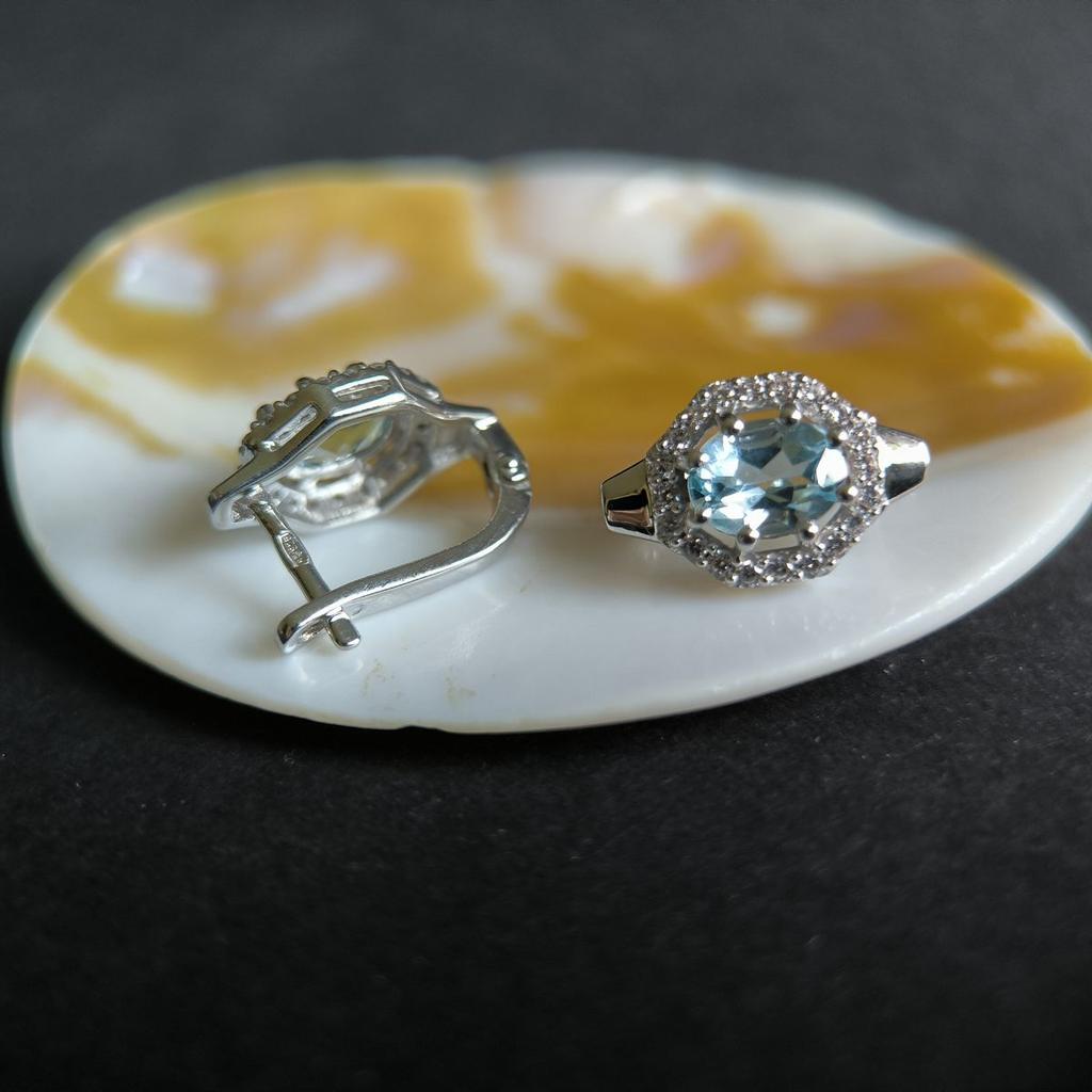 Серебряные серьги с натуральным топазом 3.86ct (2188391)