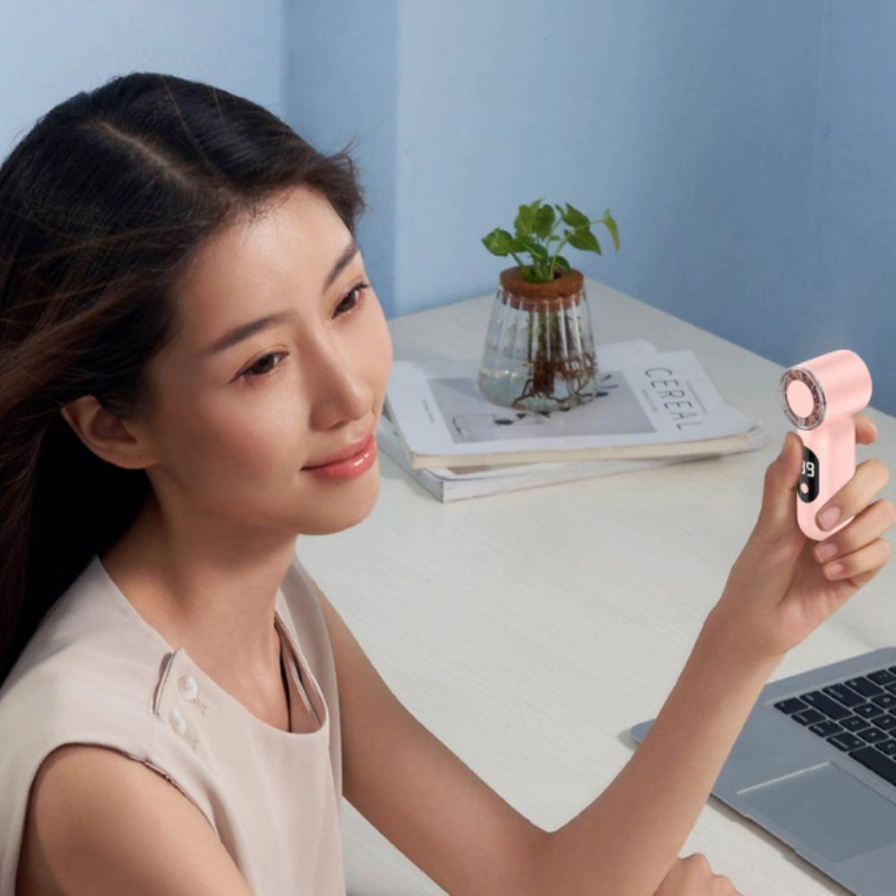Digital Display T-55 Mini Pocket Fan Compact Lightweight USB Charging Port Portable High-Speed Turbo Fan for 5V/1A 400mAh