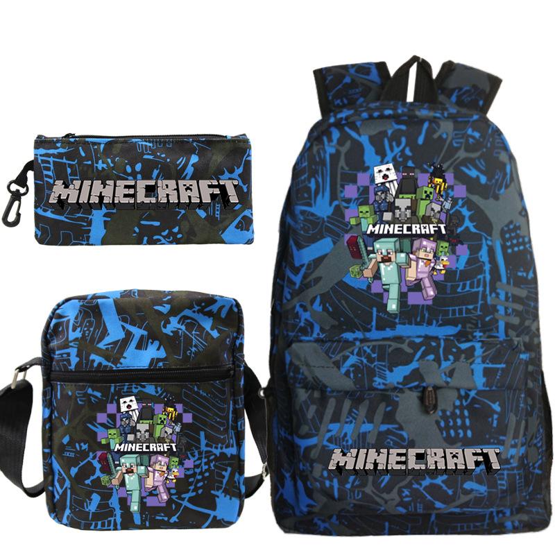 Школьная сумка Minecraft для начальной и средней школы Детский рюкзак Рюкзак Сумка через плечо Пенал Набор из трех предметов