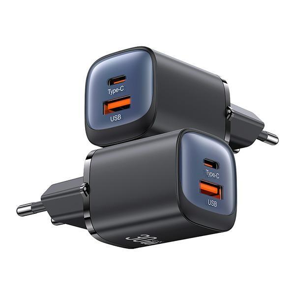 Ładowarka sieciowa 30W USAMS GaN Szybkie ładowanie USB-C/USB-A Czarna