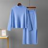 Women's Autumn Loose Fashion Two Piece Set Sweater Solid Color All Match Skirt Sets