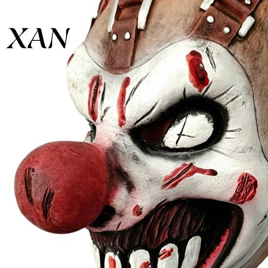 Soft Latex Masquerade Props Halloween Clown Mask, Realistic Horror Scary Mask with Elastic Comfortable Fit Headgear Red Nose for Haunted House Cosplay
