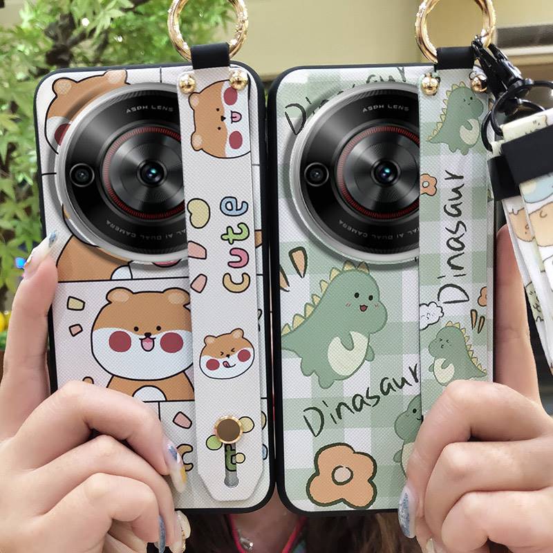 Cute Durable Phone Case For ZTE Blade A75 5G/Nubia Focus 5G/Calf 5G Cartoon Anti-knock Soft Case Ring Protective Lanyard