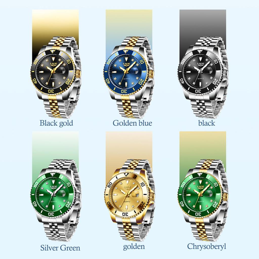 LIGE Новые лучшие брендовые роскошные мужские часы модные водонепроницаемые спортивные кварцевые часы с датой