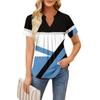 Women's Short Sleeve Casual V-neck Chest Pleated Printed Loose T-shirt Top