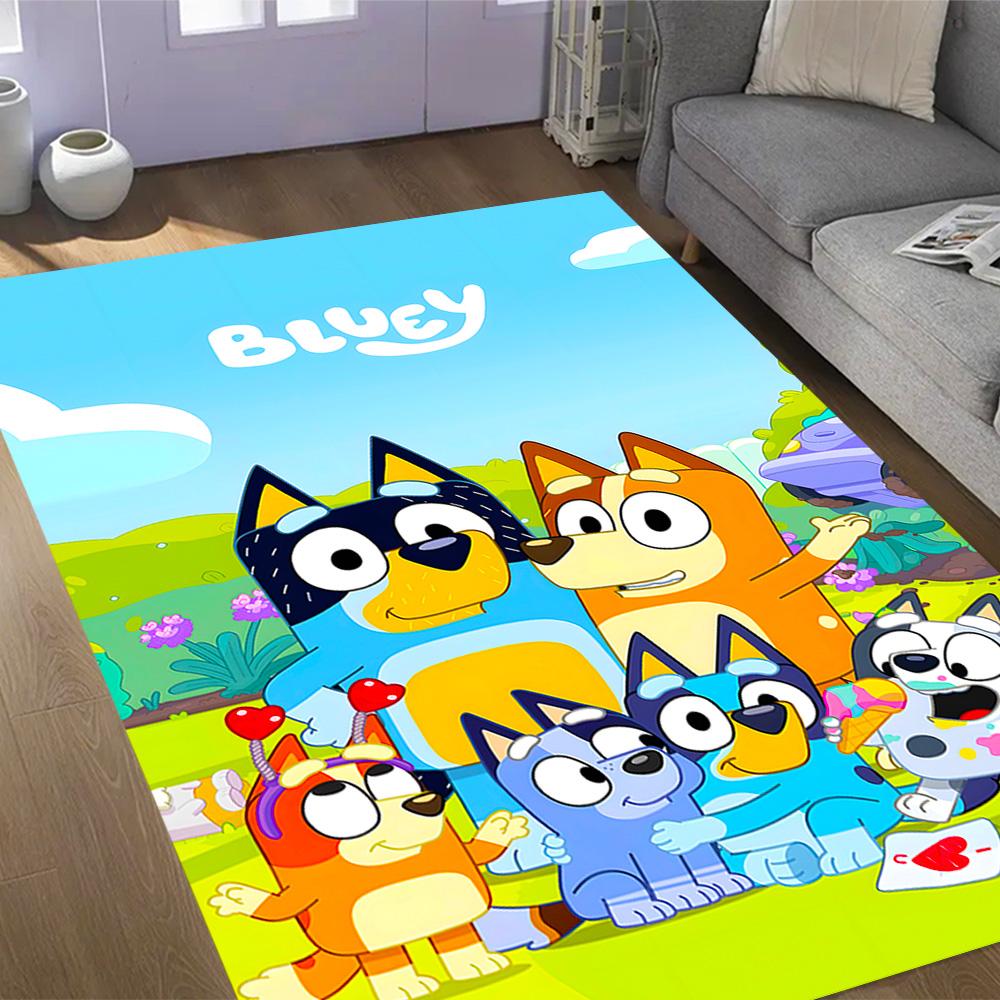 Bluey's Bus Adventure Themed Anti-Slip Rugs - Polyester Home Decor, Suitable for Bedrooms, Living Rooms, Doorways, Studios, and Decorations