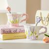 Tulip Ceramic Cup Hand Painted Relief High Looking Coffee Cup Mug Girl Heart Home Water Cup Souvenir