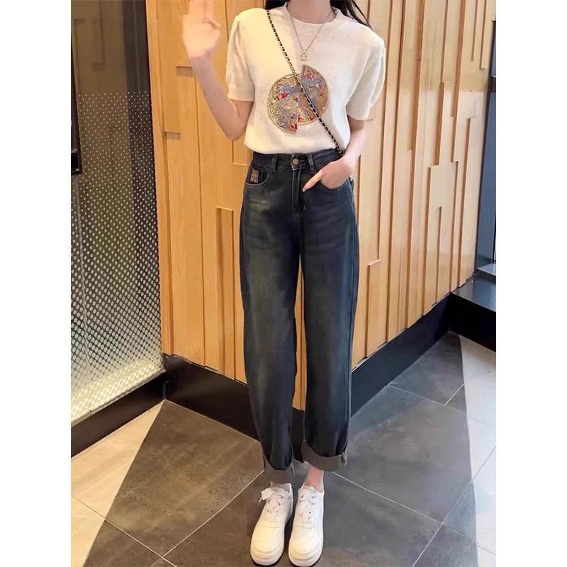 Women's Plus Velvet High Waist Carrot Jeans - Autumn/Winter 2024, Loose Fit, Pear-Shaped, Slimming, Plus Size.