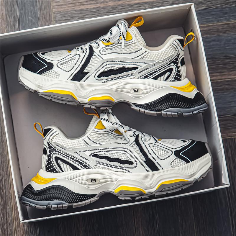 Мужская обувь 2024 года, новая осенняя дышащая сетчатая модная популярная обувь для пап, молодежная обувь для отдыха, спорта, на платформе, модная обувь