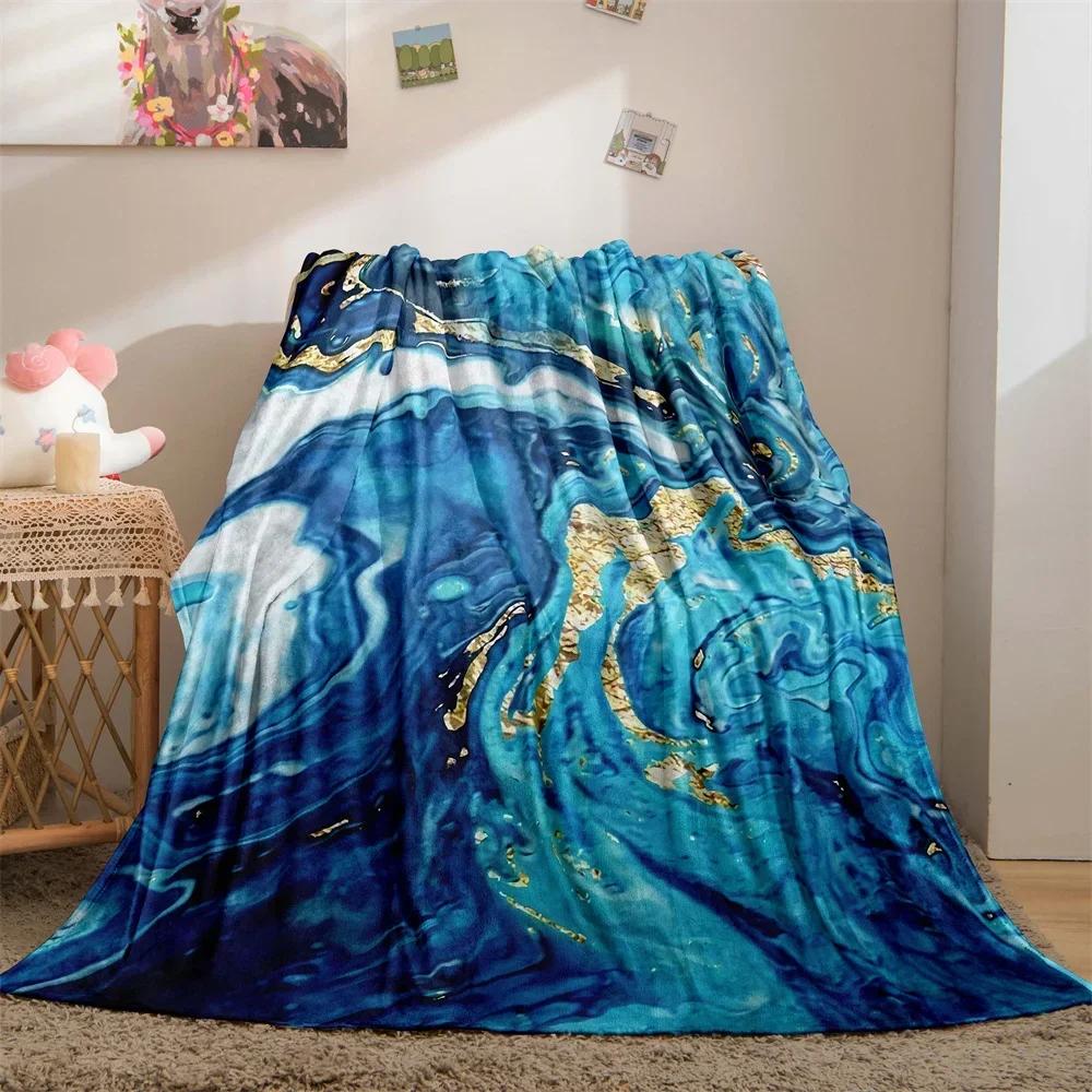 Marble Blanket Abstract Geometric Fleece Flannel Throw Blanket Soft Warm Lightweight Blanket for Couch Sofa Gift for Girls Boys
