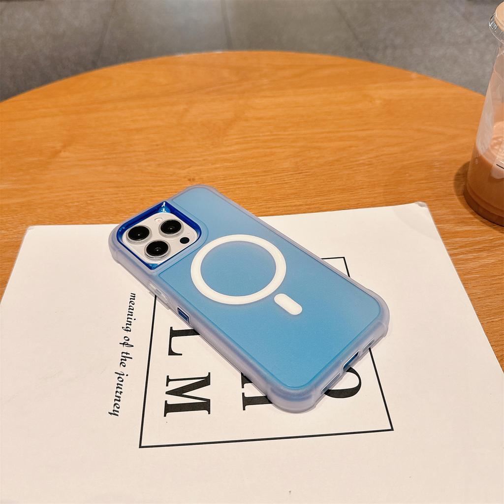 For IP16promax Magnetic Defense Three-in-one Transparent TPU+PC Upper and Lower Cover Ins Wind and Anti-fall Mobile Phone Case