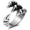 [Rockyu] Ring Men's Titanium Silver Individuality Dragon Claw Ring Spiral Dragon Claw Punk Ring No. 18 Finishing Allergy Friendly Cool New York Style