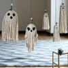 Halloween Ghost Wall Hanging Decoration Boho Handwoven Cotton Rope Ghost Ornaments for Indoor Outdoor Haunted House Decor