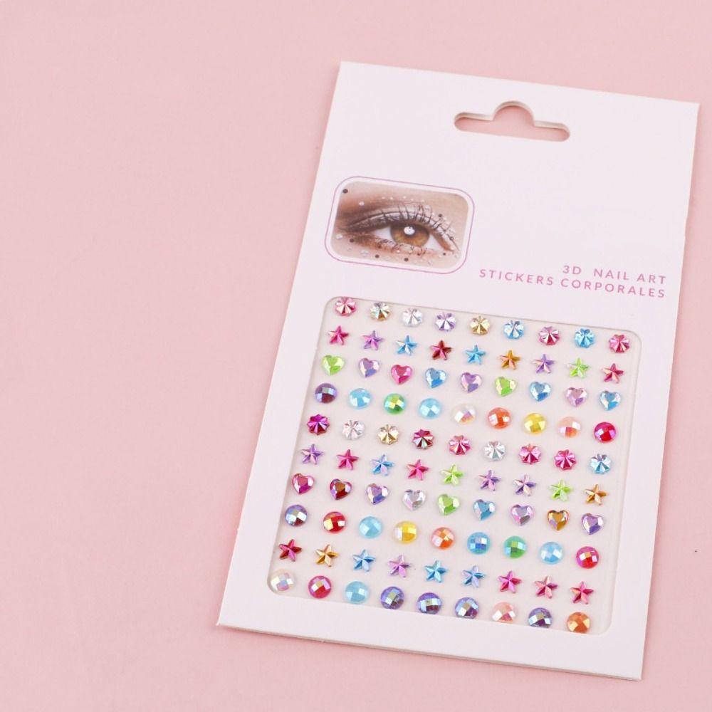 Resin Facial Rhinestone Stickers Glitter Rhinestone Eye Stickers Crystal Forehead Sticker  Party