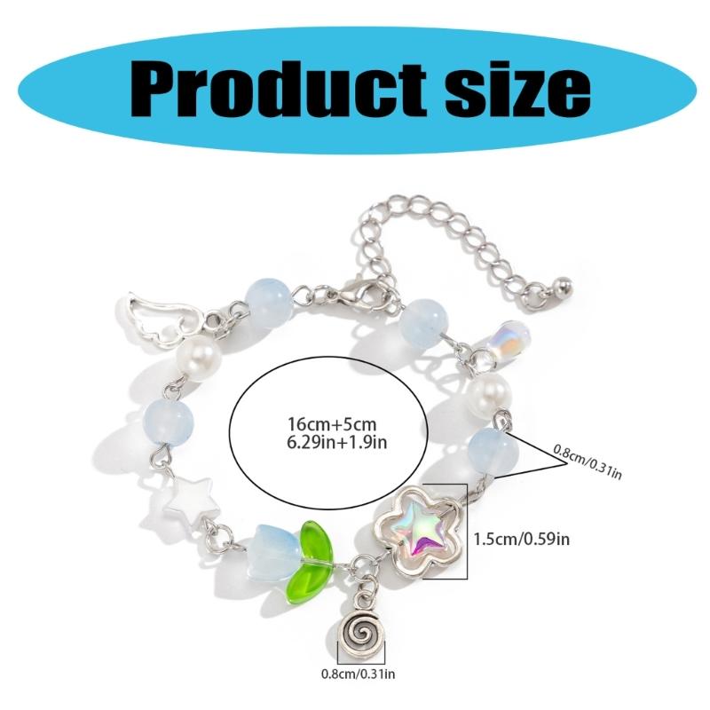 Модный браслет ручной работы с цветочными кисточками, цепочка с цветочным узором и бусинами, регулируемая длина, браслет, ювелирные изделия для женщин