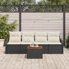 Garden Sofa Set with Cushions 5 pcs Black Poly Rattan