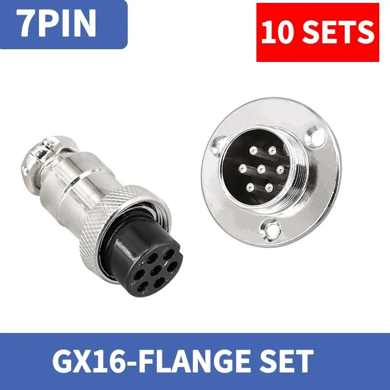 10 комплектов GX16 с фланцем на 3 отверстия Авиационный разъем XLR 16 мм 2 3 4 5 6 7 8 9 контактов Гнездо Штекер для монтажа на шасси Круглая розетка