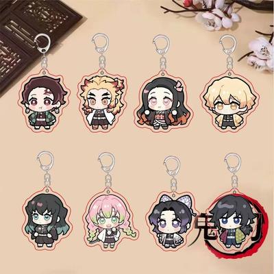 Брелок-подвеска Аниме Клинок, рассекающий демонов Kimetsu No Yaiba Камадо Тандзиро Двусторонний HD Подвеска для сумки Подарок для фанатов Реквизит для косплея Ювелирный подарок