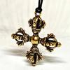 Латунный состаренный ваджрный пестик и ступка латунный брелок золотой кулон