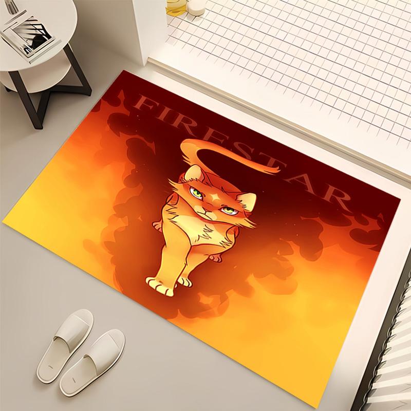 1pc Warrior Cats Print Area Rug - Soft, Washable Non-Slip Indoor Mat, Living Room, Home Office Decorative Rug,Office Decorative